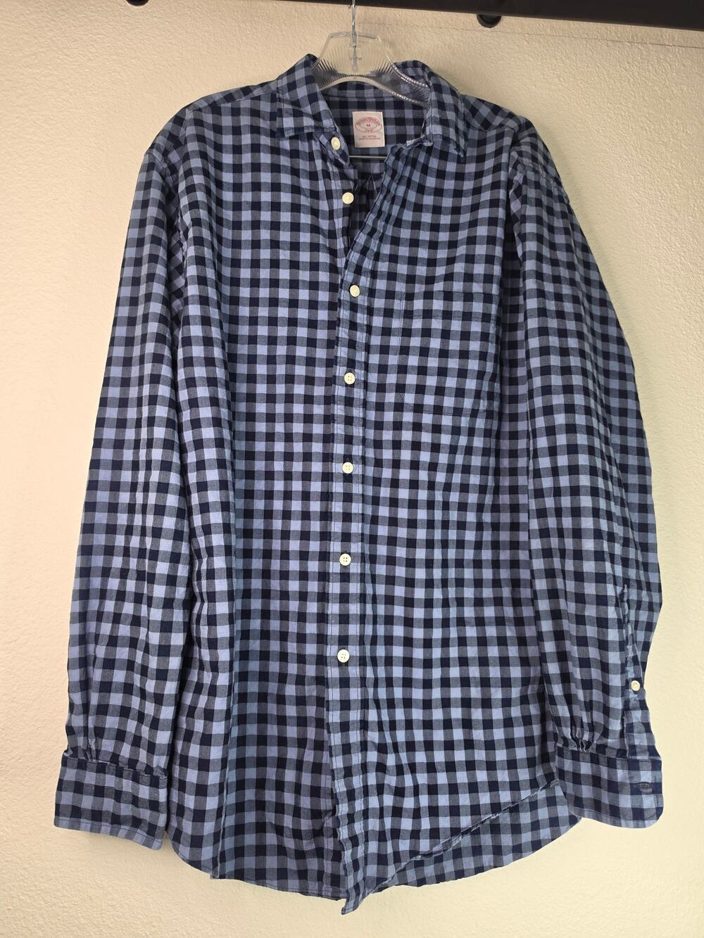 Brooks Brothers Men's Long Sleeve Button-down Shirt Blue & Navy Gingham Paid M